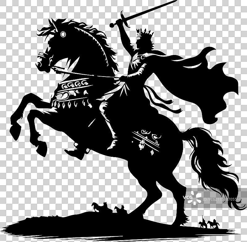 完整的华丽盔甲套装，适用于骑士和马匹图片素材