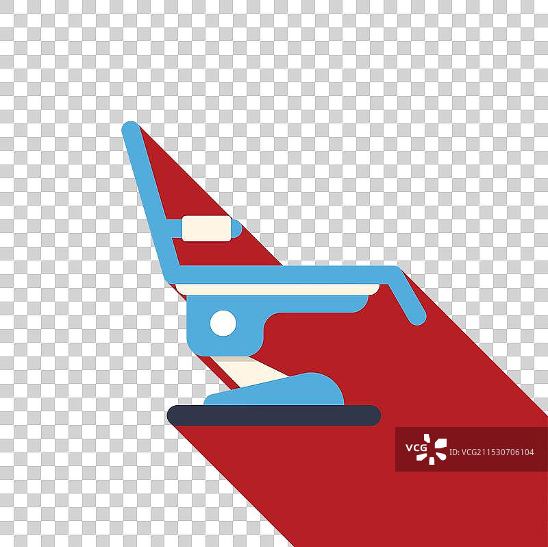 蓝色牙医椅子置于红色背景上图片素材