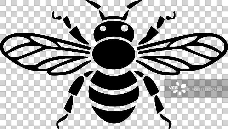 蜜蜂 - 黑白孤立图标图片素材