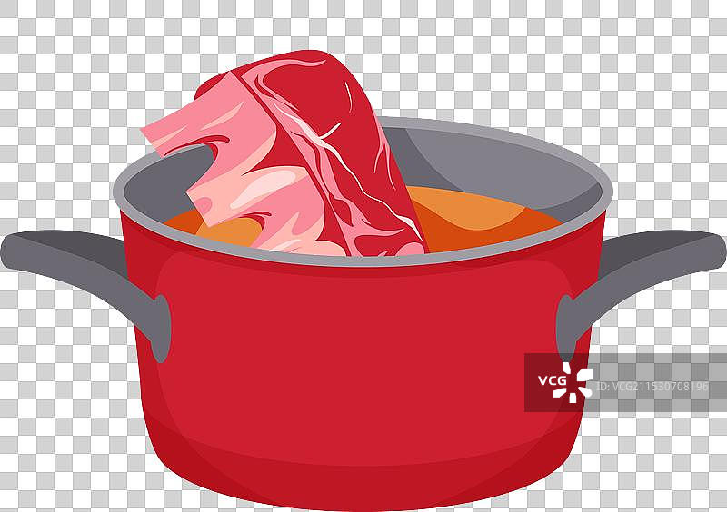 猪肉或牛肉炖排骨在锅中烹饪图片素材