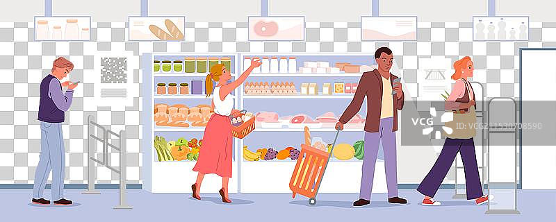 消费者在超市购物的角色图片素材
