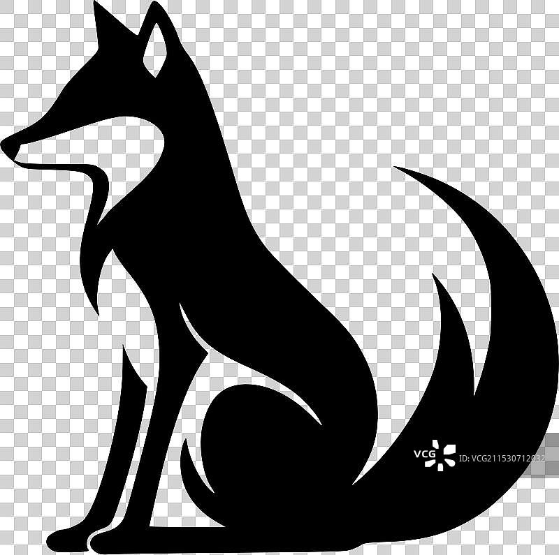 黑白孤立狐狸图标图片素材