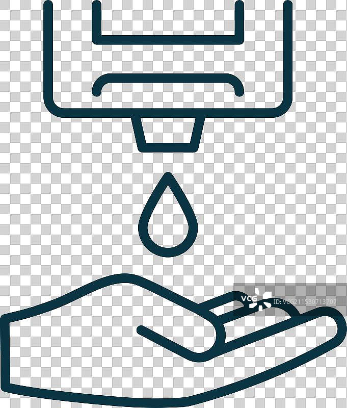 洗手液分配器线条图标与洗手液滴图片素材