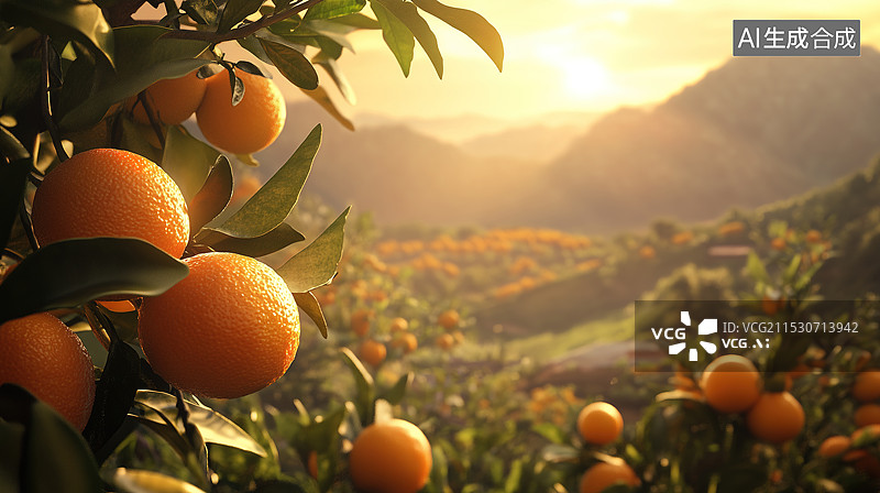 【AI数字艺术】篮子里的新鲜橘子丰收场景图片素材
