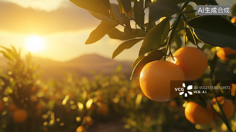 【AI数字艺术】篮子里的新鲜橘子丰收场景图片素材