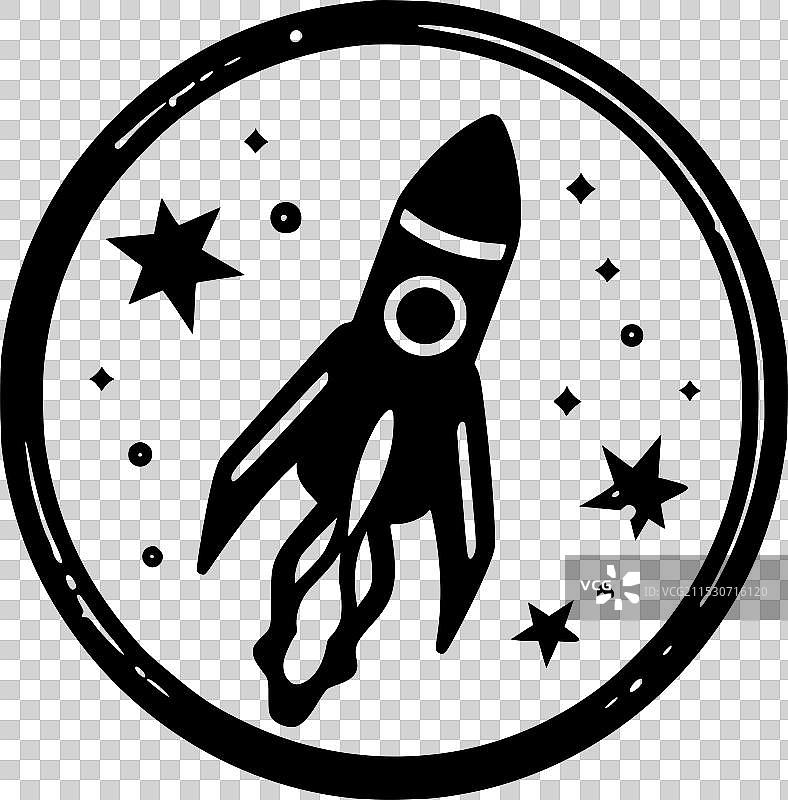 火箭 - 黑白孤立图标图片素材