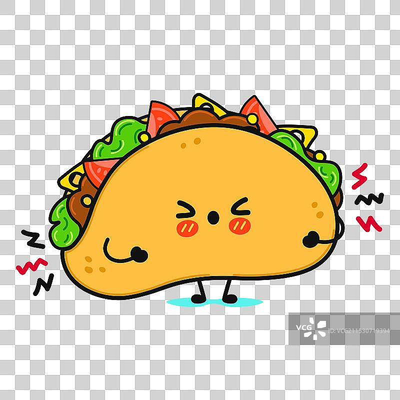 愤怒的墨西哥卷饼角色手绘卡通图片素材