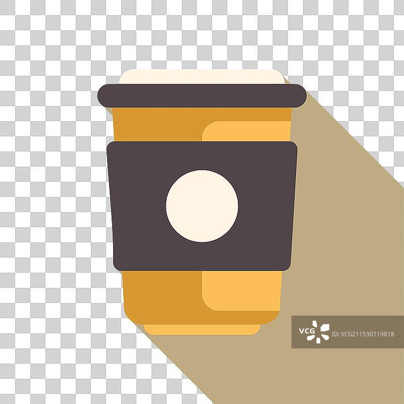 带袖子的外卖纸咖啡杯投射出长长的影子图片素材