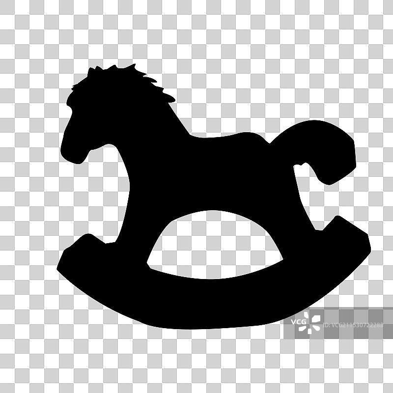 白色背景上的摇马剪影图片素材