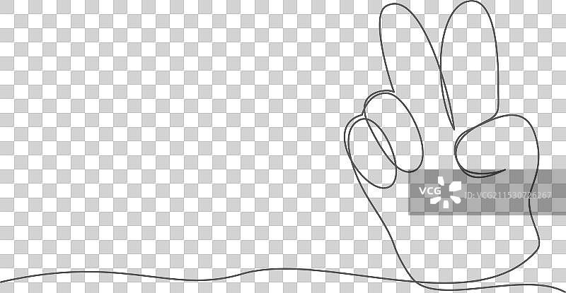 胜利的单线画，独立于白色背景图片素材