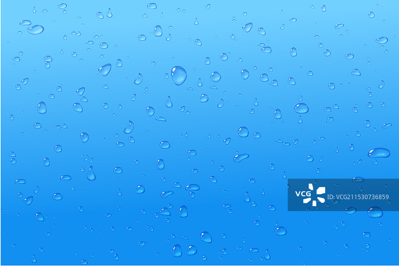 蓝色水滴背景，宏观凝结玻璃图片素材