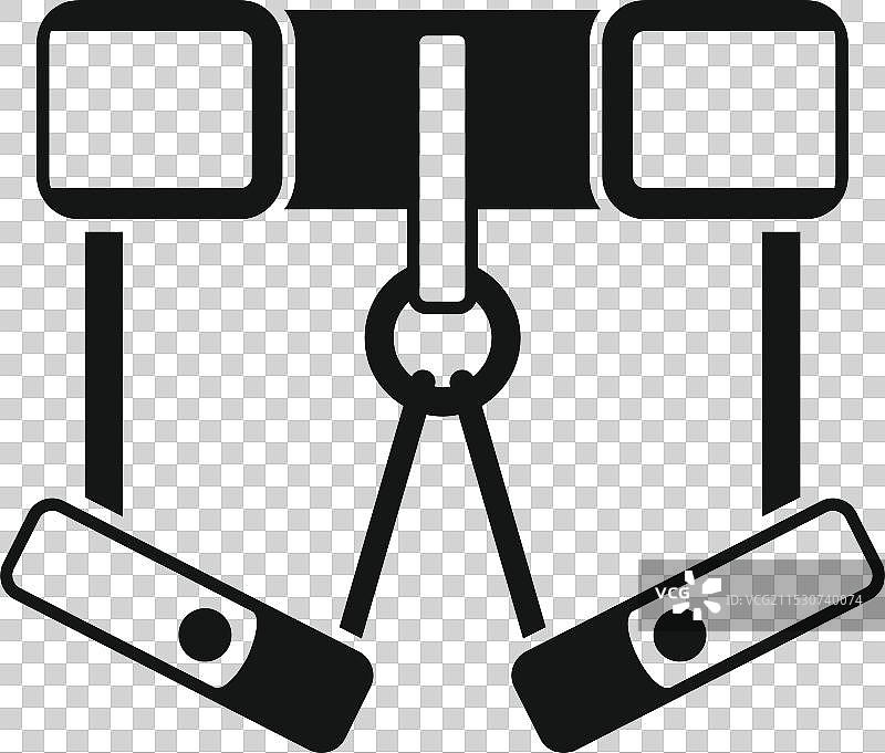 攀岩安全带配有腰带和登山扣图片素材