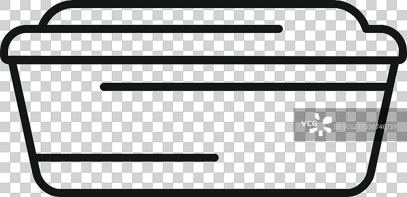 带盖的矩形塑料容器线条图标图片素材