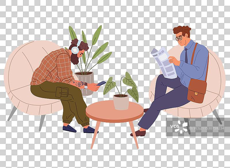 候车厅中的人们在休息，期待着某位男士。图片素材