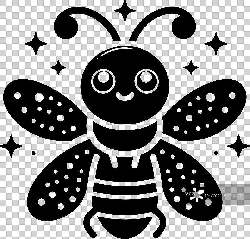 美丽的萤火虫昆虫剪影孤立在一个背景上图片素材