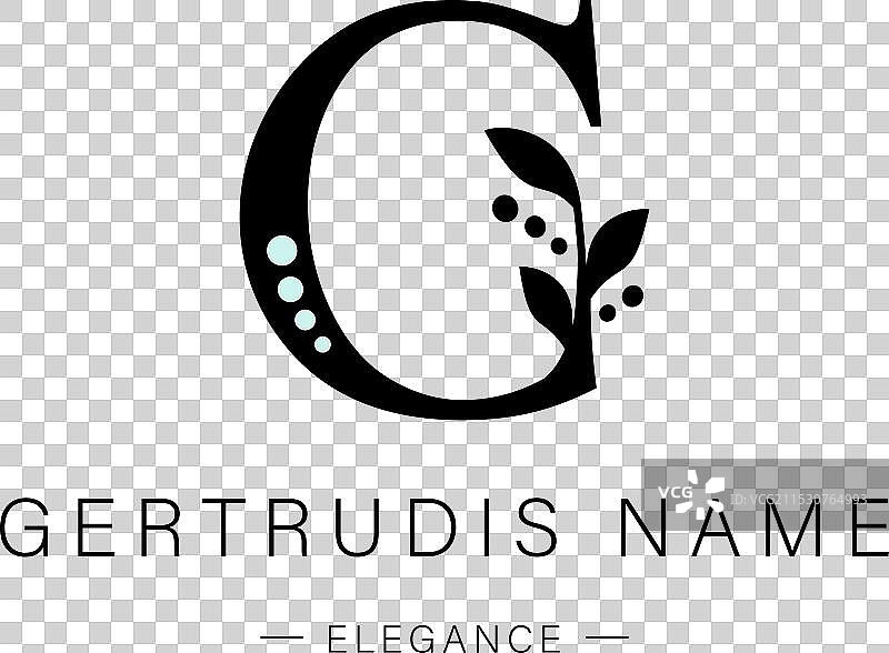 植物主题的字母G大写字母单字母标志图片素材