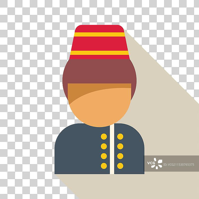 穿着红色制服帽的酒店门童站着图片素材