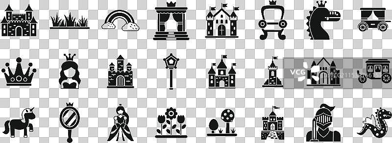 童话公主城堡图标集图片素材