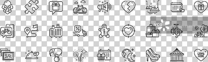 图标包：碰碰车、自行车应用和浪漫主题图片素材