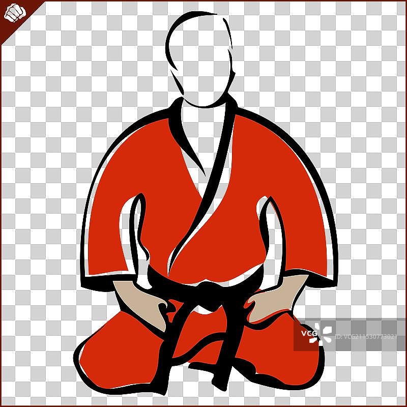 武术彩色标志设计空手道徽章图片素材