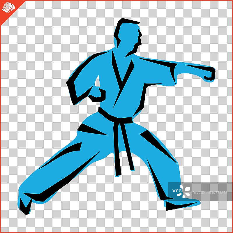 武术彩色标志设计空手道徽章图片素材