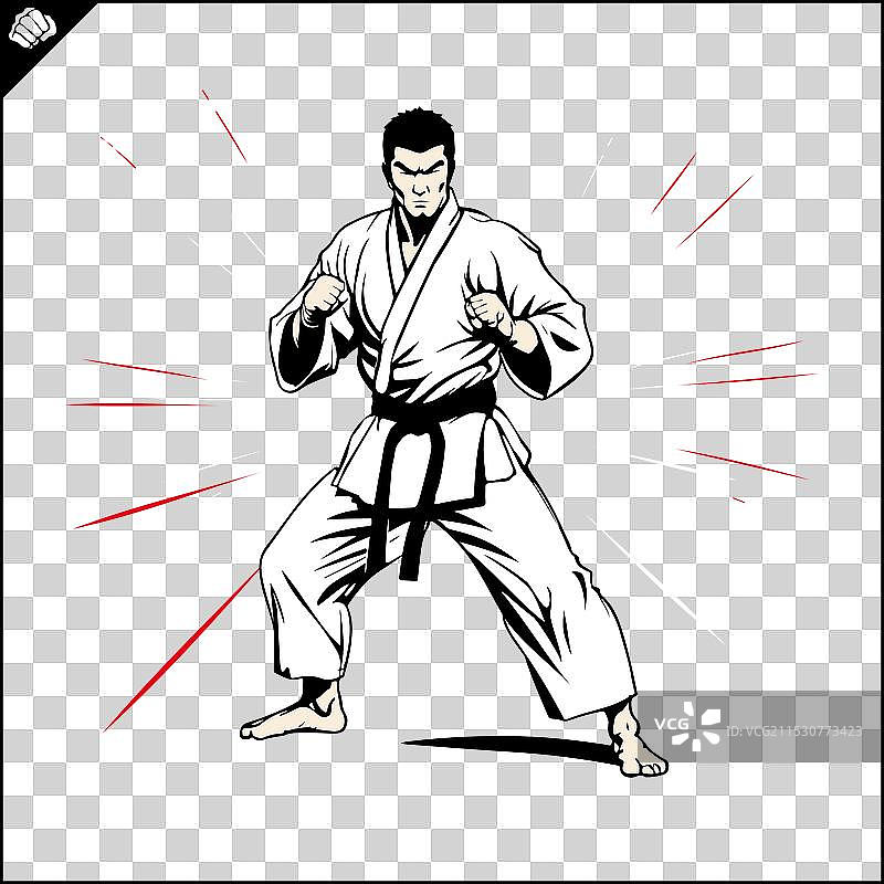 穿着白色道服的极真空手道全接触选手图片素材