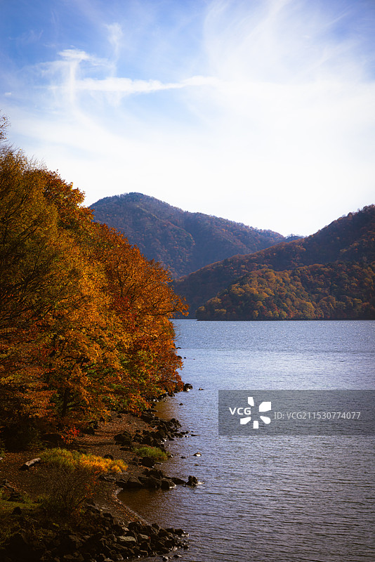 秋季的日光中禅寺湖图片素材