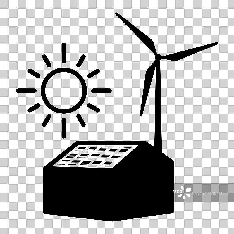 可再生能源房屋图标符号轮廓图片素材