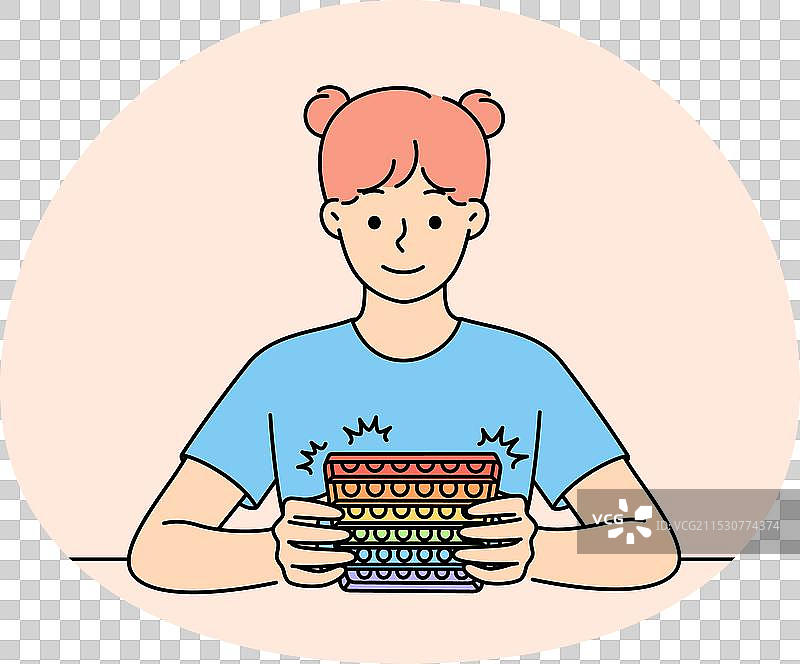 微笑的女孩在玩泡泡游戏图片素材