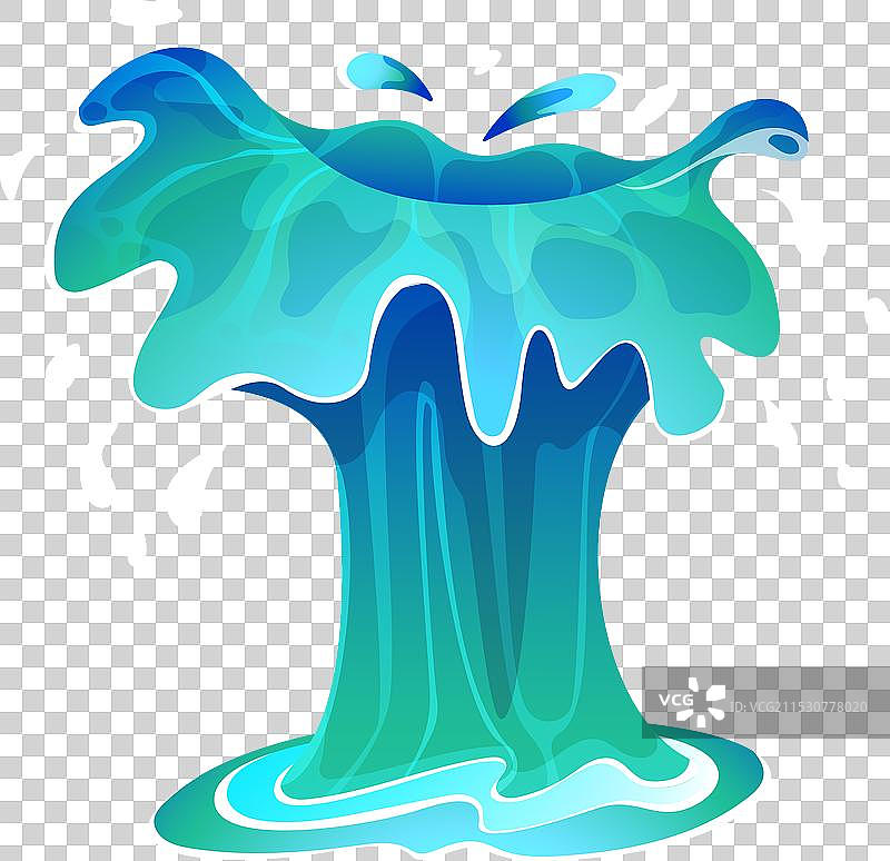 深色背景上的喷泉喷射水花彩色图标图片素材