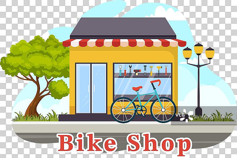 自行车商店，顾客们正在挑选自行车图片素材