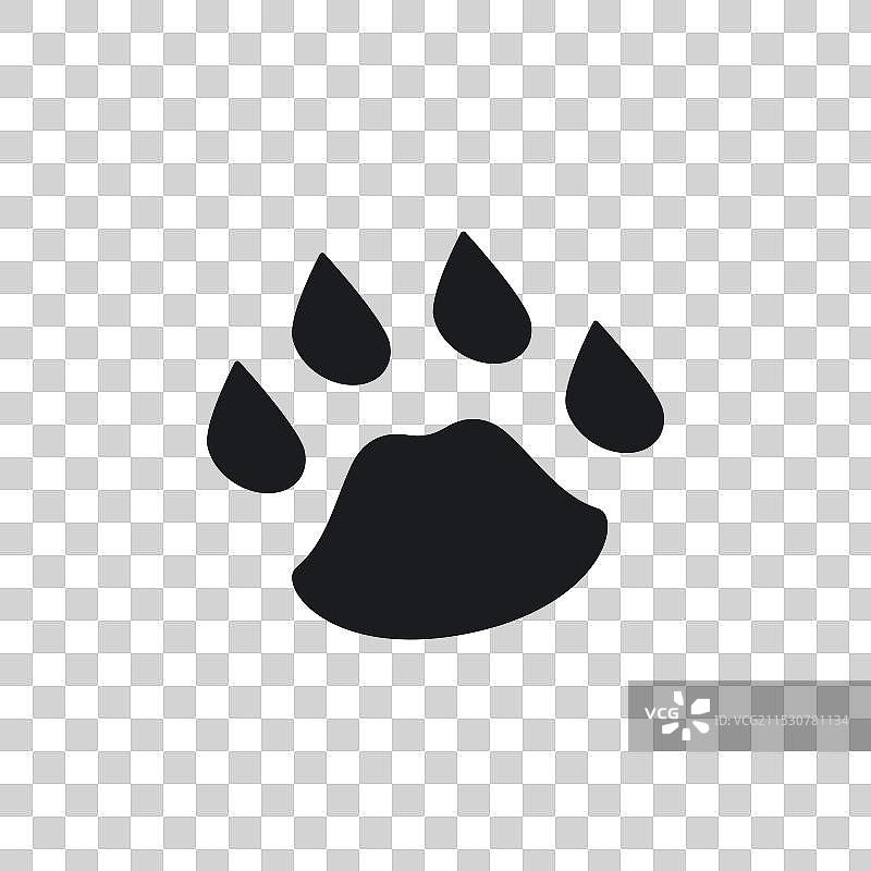 宠物爪印图标集，包含狗或猫的足迹符号图片素材