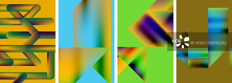 一组色彩丰富的几何海报 - 圆形图案图片素材