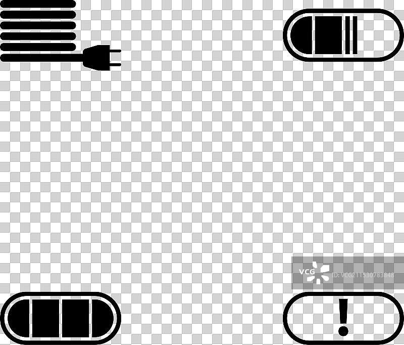 电池 - 一组黑色的四个实心图标图片素材