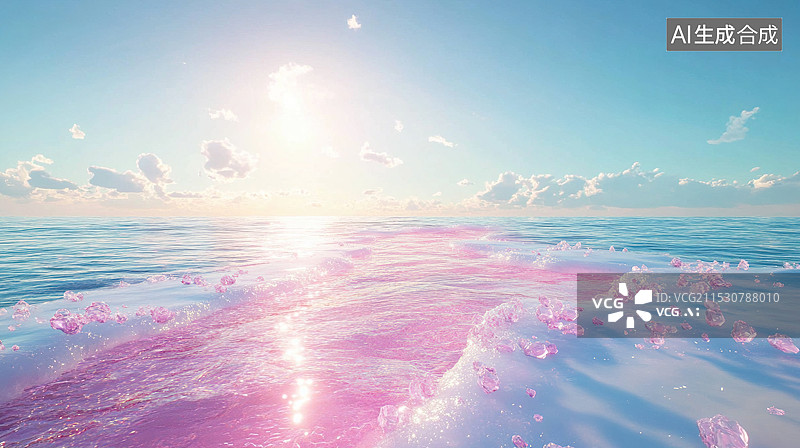 【AI数字艺术】水面上飘动的丝带图片素材