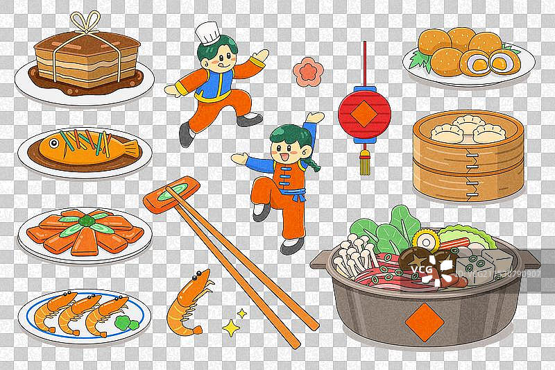 可爱的春节团圆饭套餐图片素材