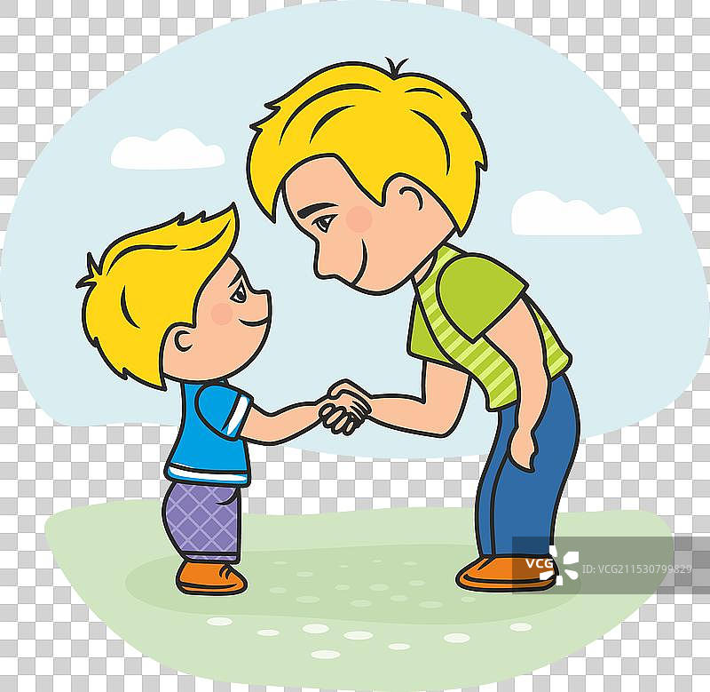 爸爸与他可爱的儿子握手图片素材