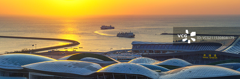 日落时的海景~归港图片素材