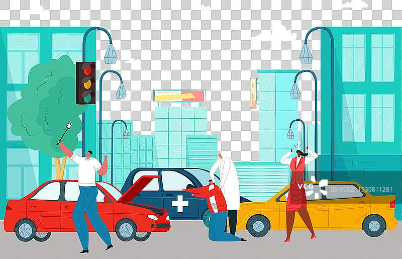 城市道路上的汽车事故专业人士图片素材