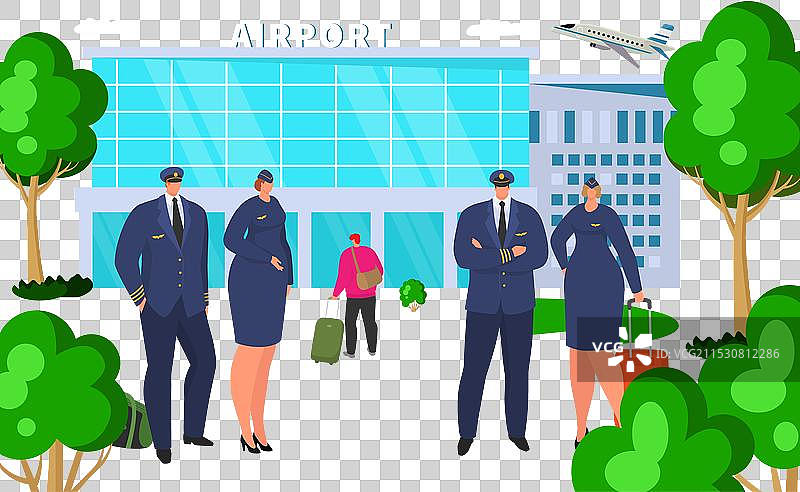 机场附近的飞行员与航空活动图片素材