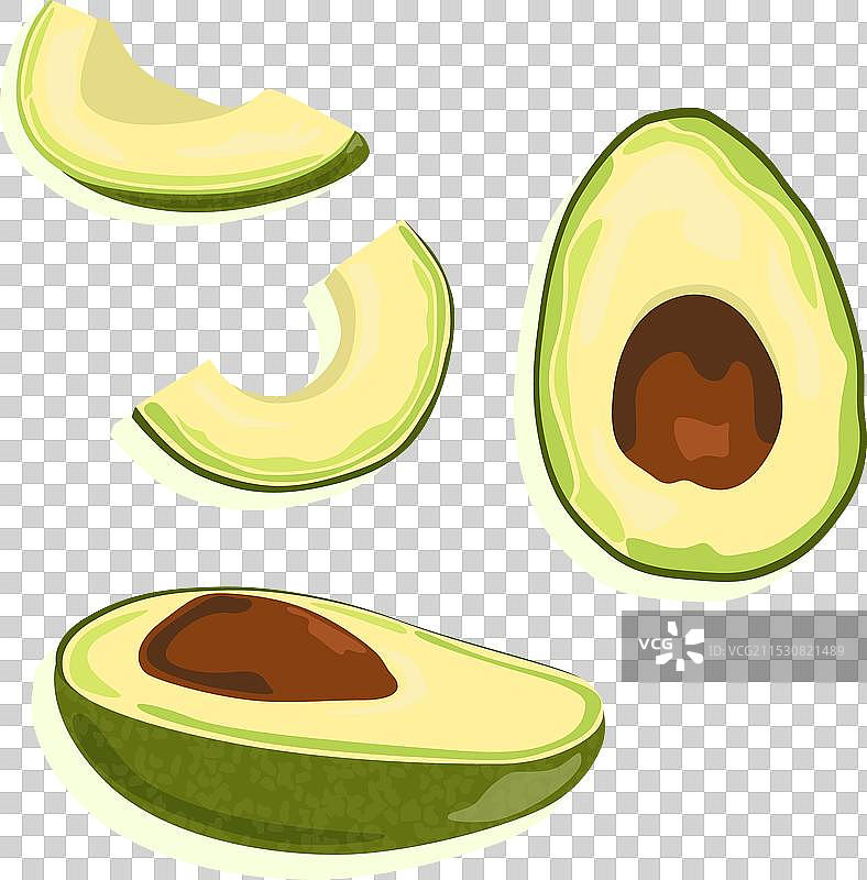 从不同角度拍摄的半个牛油果和果核图片素材