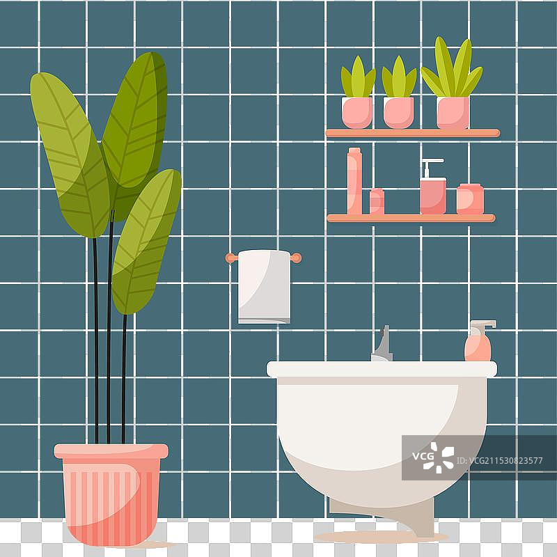 现代浴室室内设计与现代浴缸图片素材