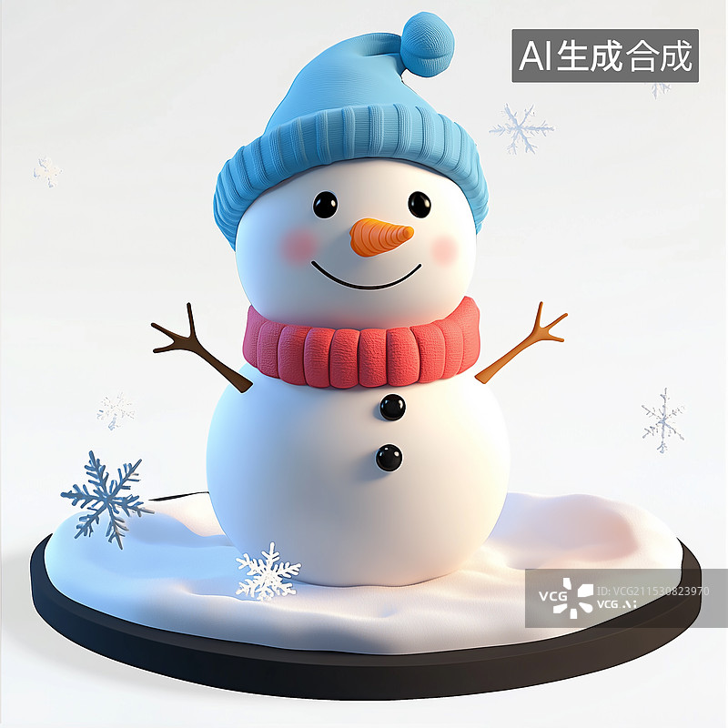 【AI数字艺术】3d卡通风格雪人图片素材