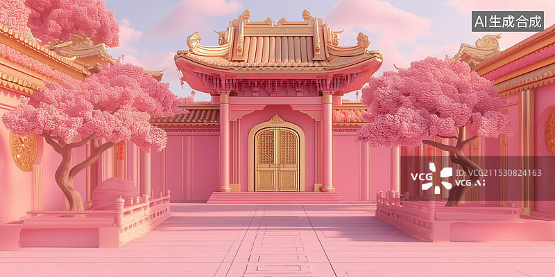 【AI数字艺术】3d主中国传统风格建筑图片素材