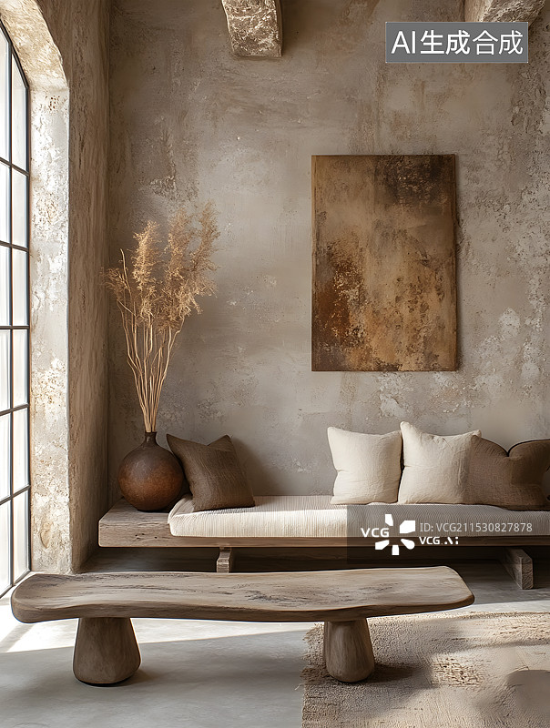 【AI数字艺术】侘寂风美学空间设计图片素材