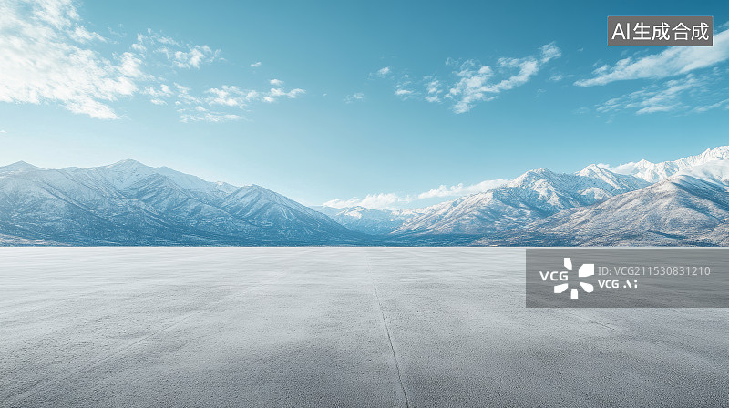 【AI数字艺术】户外雪山风景和广场地面图片素材