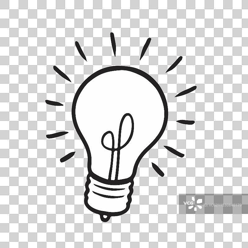 手绘灯泡涂鸦物体黑色和图片素材