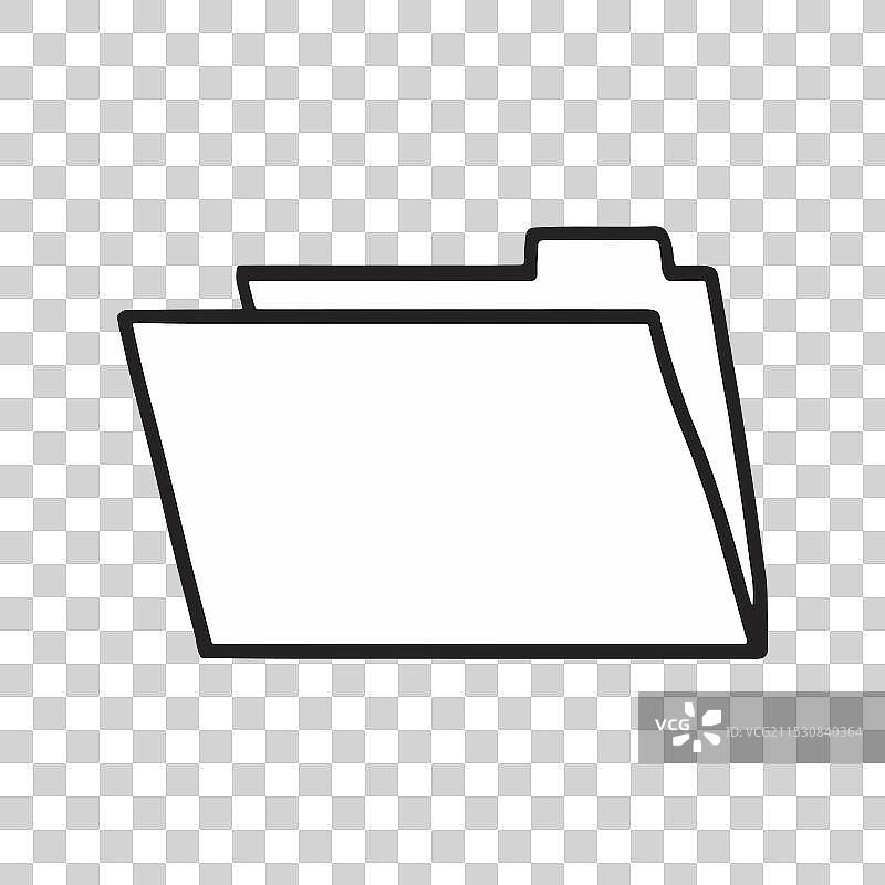 黑色线条的打开文件夹图标，背景为白色图片素材