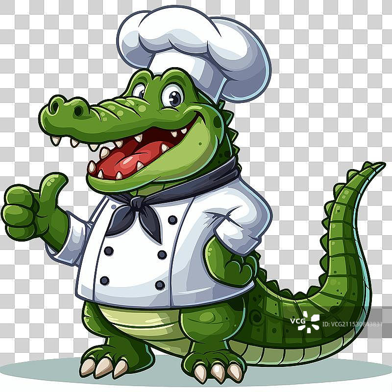 穿着厨师服的卡通鳄鱼图片素材