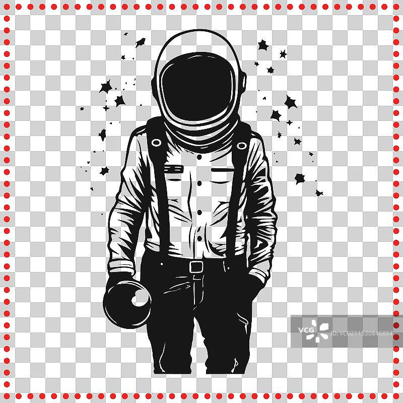 单色宇航员剪影，完美适合太空主题图片素材